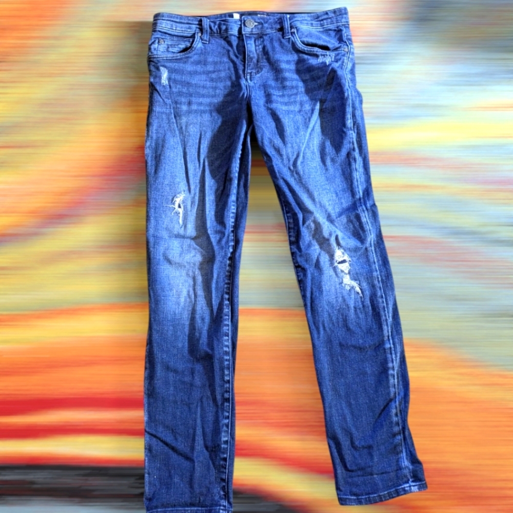 Kut Catherine Distressed Boyfriend Jeans Size 6 From The Kloth Womens Blue Holes